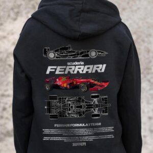 Жіноче Утеплене Зіп Худі На Флісі Зіпер З Принтом Ferrari Without Kane Black