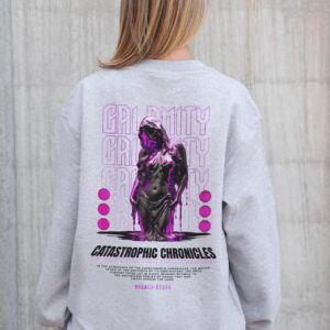 Жіночий Утеплений Оверсайз Світшот На Флісі З Принтом Without Calomity Gray