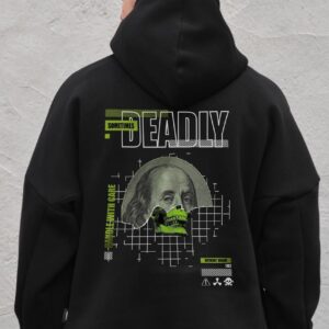 Чоловіче Оверсай Худі Толстовка На Флісі З Капюшоном Та Принтом Without Deadly Black