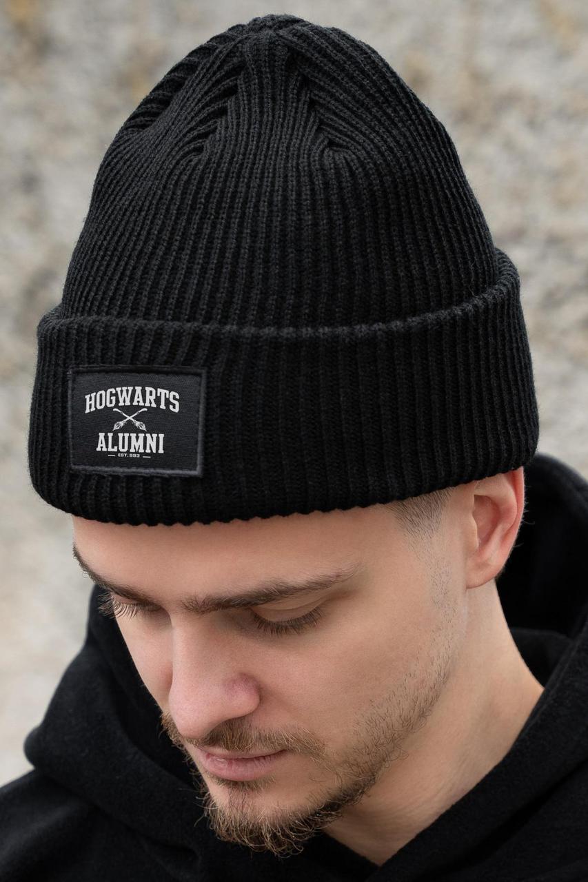 Чоловіча Тепла Подовжена Трикотажна Шапка Біні Докер З Принтом Alumni Without Dominic Black