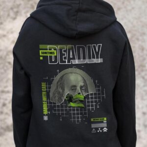 Жіноче Утеплене Зіп Худі На Флісі Зіпер З Принтом Deadly Without Kane Black