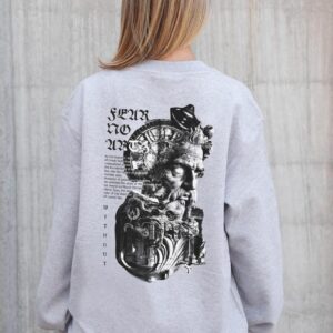 Жіночий Утеплений Оверсайз Світшот На Флісі З Принтом Without Greek Gray