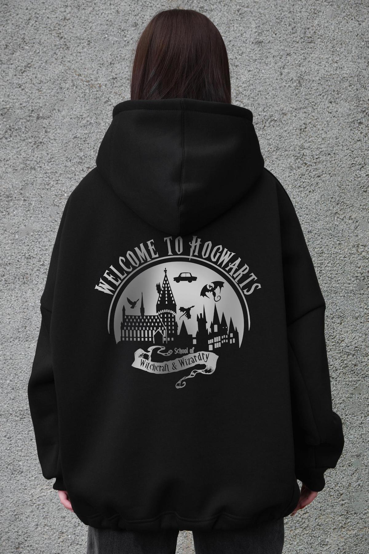 Жіноче Оверсайз Худі Толстовка На Флісі З Капюшоном Та Принтом Without Welcome Black