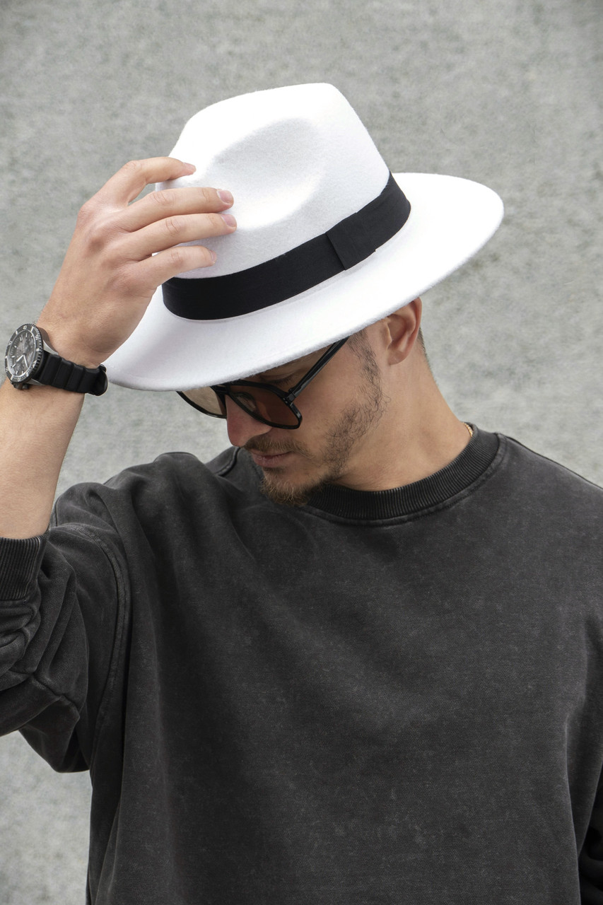 Чоловічий Капелюх Fedora З Стрічкою White