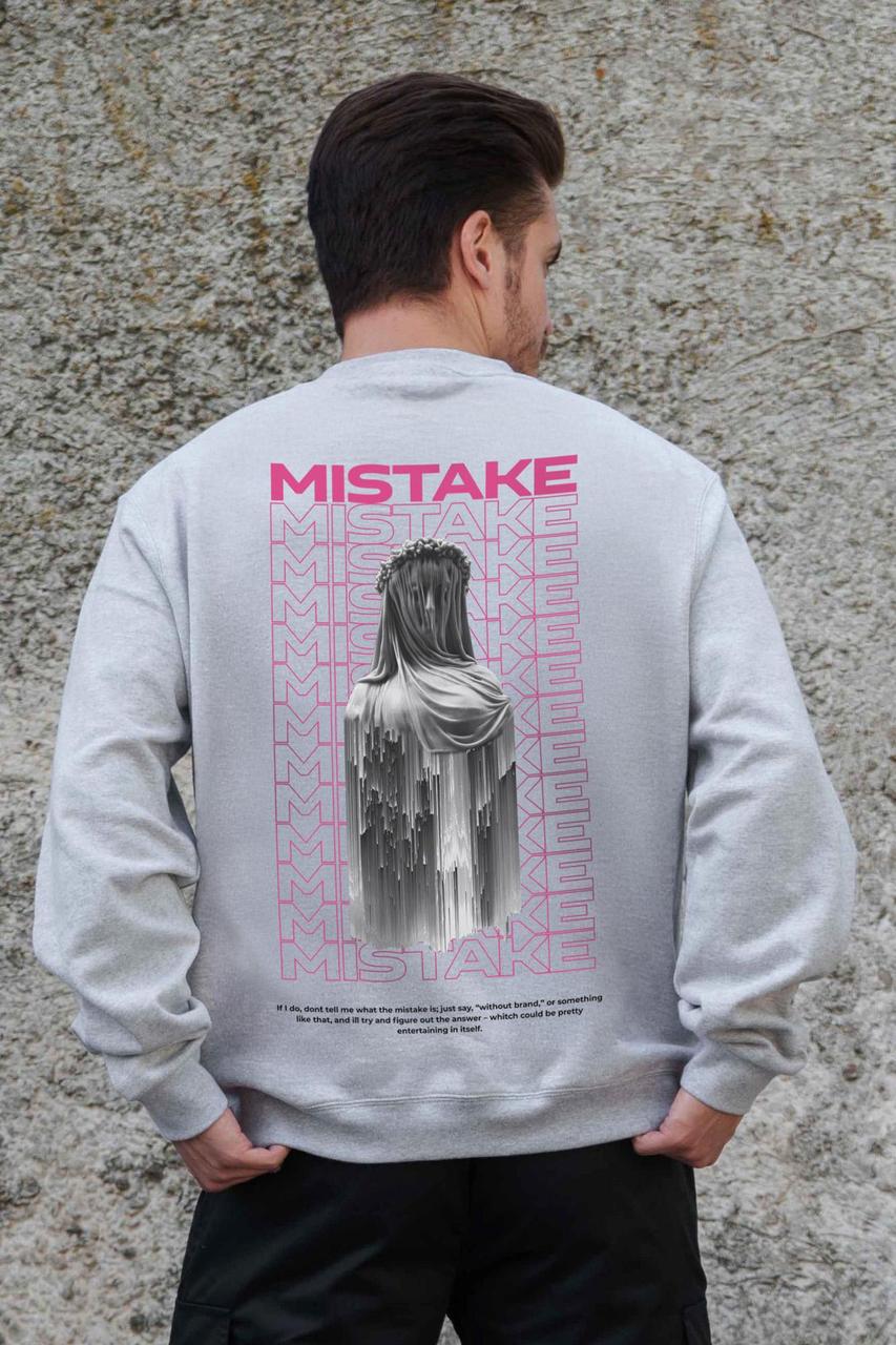 Чоловічий Утеплений Оверсайз Світшот На Флісі З Принтом Without Mistake Gray