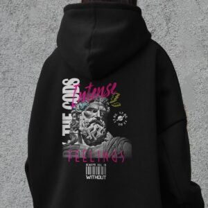 Жіноче Оверсай Худі Толстовка На Флісі З Капюшоном Та Принтом Without Feelings Black