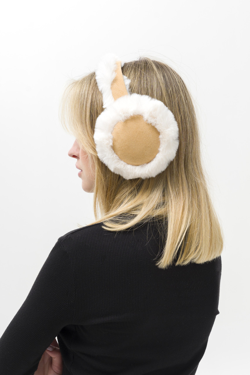 Жіночі Теплі Хутряні Навушники Із Замшою Without Ttiumf Beige