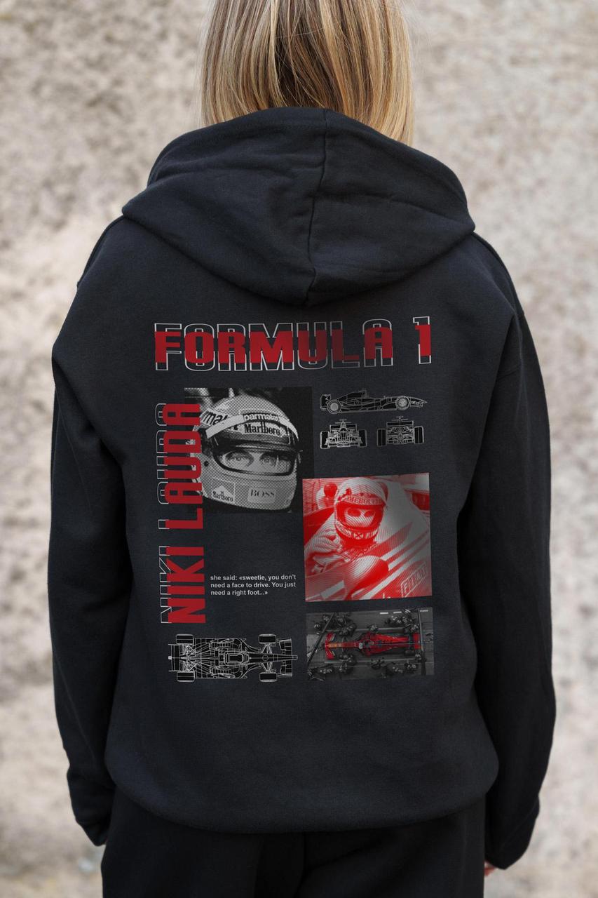 Жіноче Утеплене Зіп Худі На Флісі Зіпер З Принтом Lauda Without Kane Black