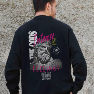 Чоловічий Утеплений Оверсайз Світшот На Флісі З Принтом Without Feelings Black