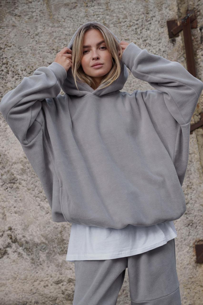 Жіноче Флісове Оверсайз Худі Толстовка З Капюшоном Without Soprano Gray