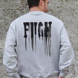 Чоловічий Утеплений Оверсайз Світшот На Флісі З Принтом Without Fight Gray