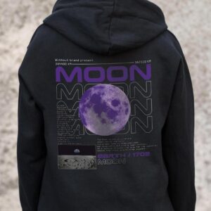 Жіноче Утеплене Зіп Худі На Флісі Зіпер З Принтом Moon Without Kane Black