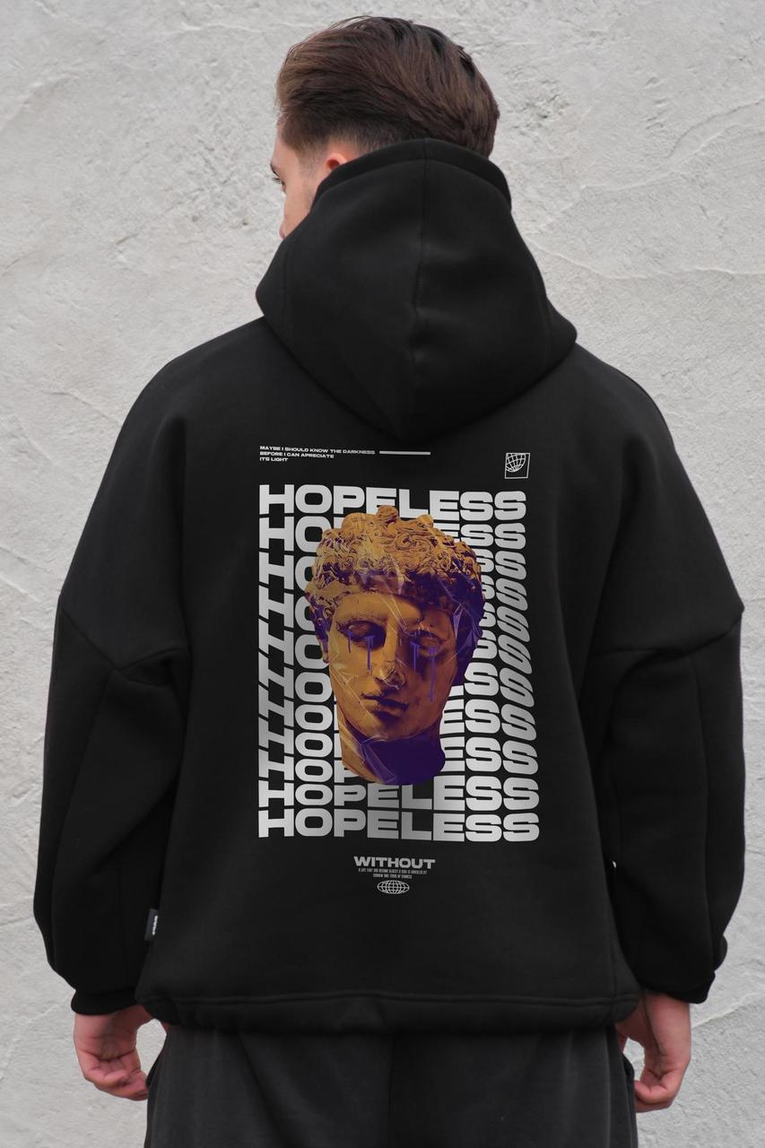 Чоловіче Оверсай Худі Толстовка На Флісі З Капюшоном Та Принтом Without Hopeless Black