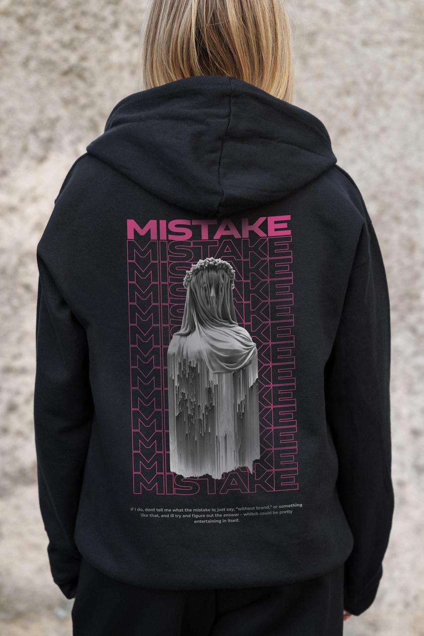 Жіноче Утеплене Зіп Худі На Флісі Зіпер З Принтом Mistake Without Kane Black