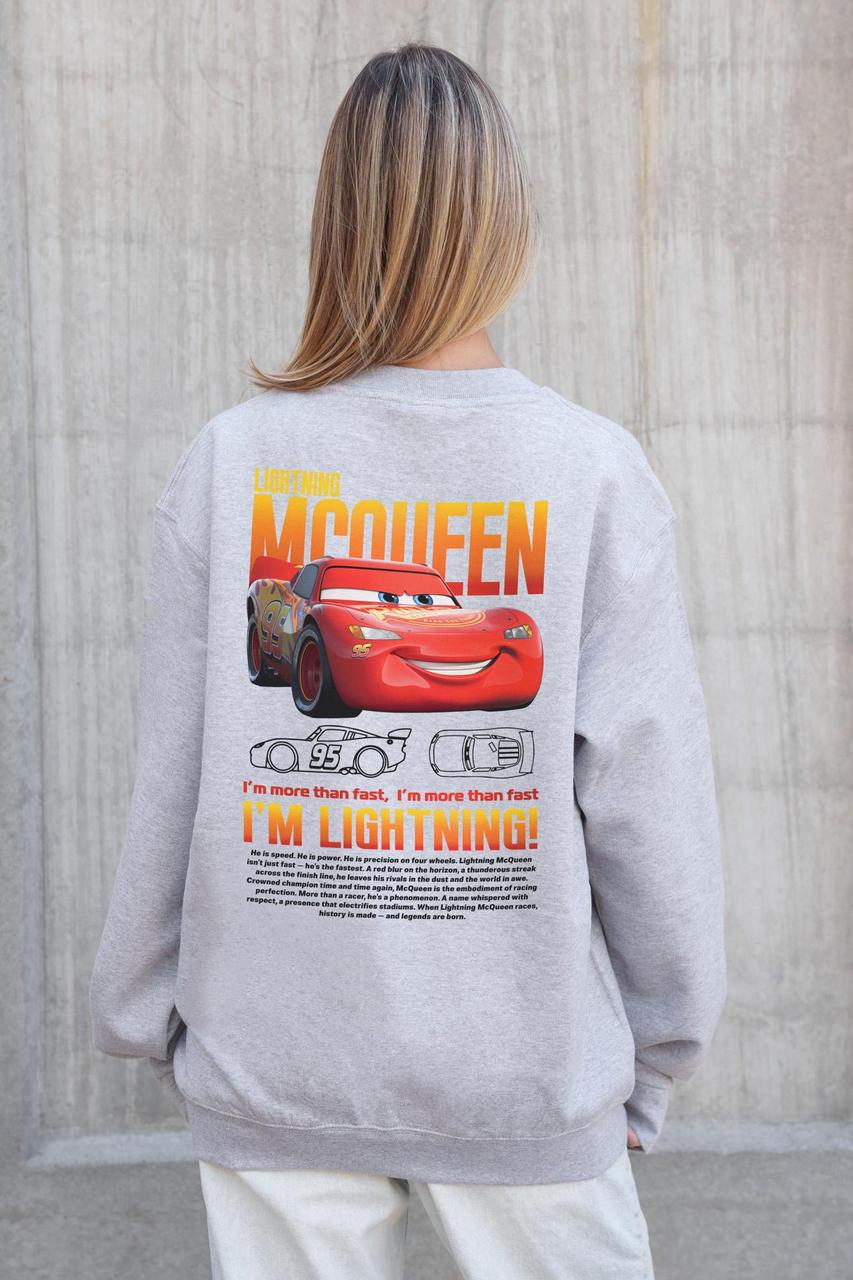 Жіночий Утеплений Оверсайз Світшот На Флісі З Принтом Without Mcqueen Gray