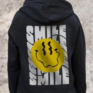 Жіноче Утеплене Зіп Худі На Флісі Зіпер З Принтом Smile Without Kane Black