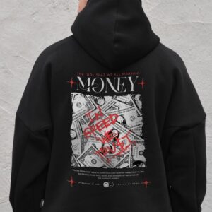 Чоловіче Оверсай Худі Толстовка На Флісі З Капюшоном Та Принтом Without Money Grafity Black