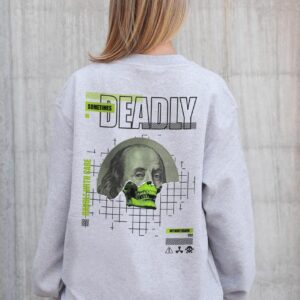 Жіночий Утеплений Оверсайз Світшот На Флісі З Принтом Without Deadly Gray