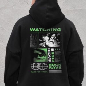 Чоловіче Оверсай Худі Толстовка На Флісі З Капюшоном Та Принтом Without Watching Black