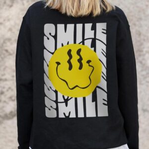 Жіночий Утеплений Оверсайз Світшот На Флісі З Принтом Without Smile Black