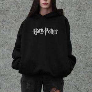 Жіноче Оверсайз Худі Толстовка На Флісі З Капюшоном Та Принтом Without Harry Potter Black