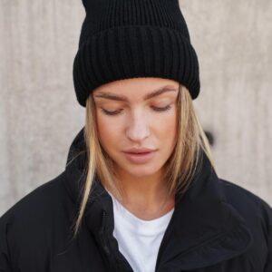 Жіноча Зимова Трикотажна Шапка На Флісі Without Butch Black