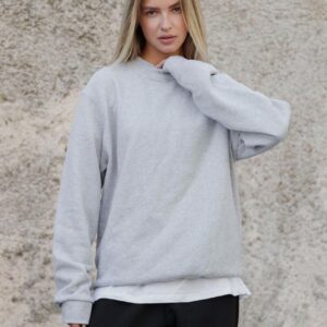 Жіночий Утеплений Оверсайз Світшот На Флісі Without Solo Gray