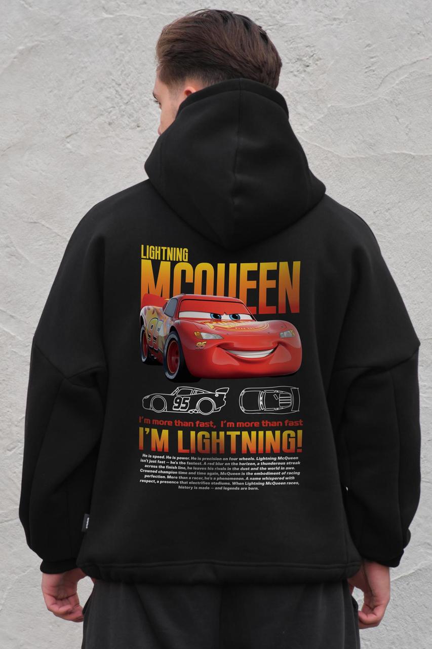 Чоловіче Оверсай Худі Толстовка На Флісі З Капюшоном Та Принтом Without Mcqueen Black