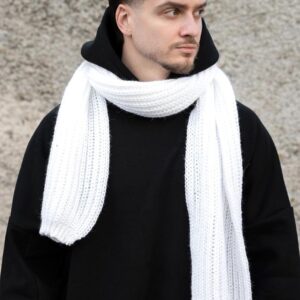 Чоловічий Теплий В'язаний Шарф Without Carry White