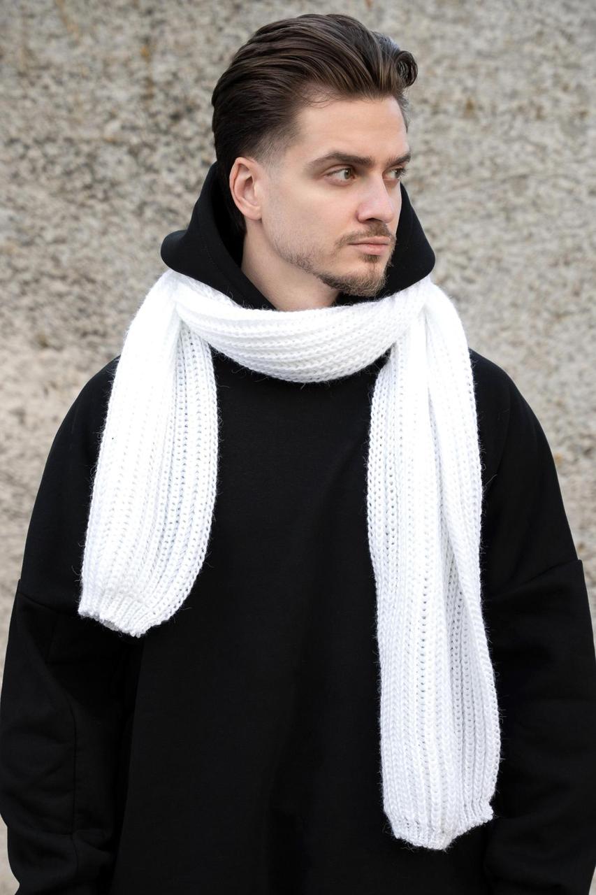 Чоловічий Теплий В'язаний Шарф Without Carry White