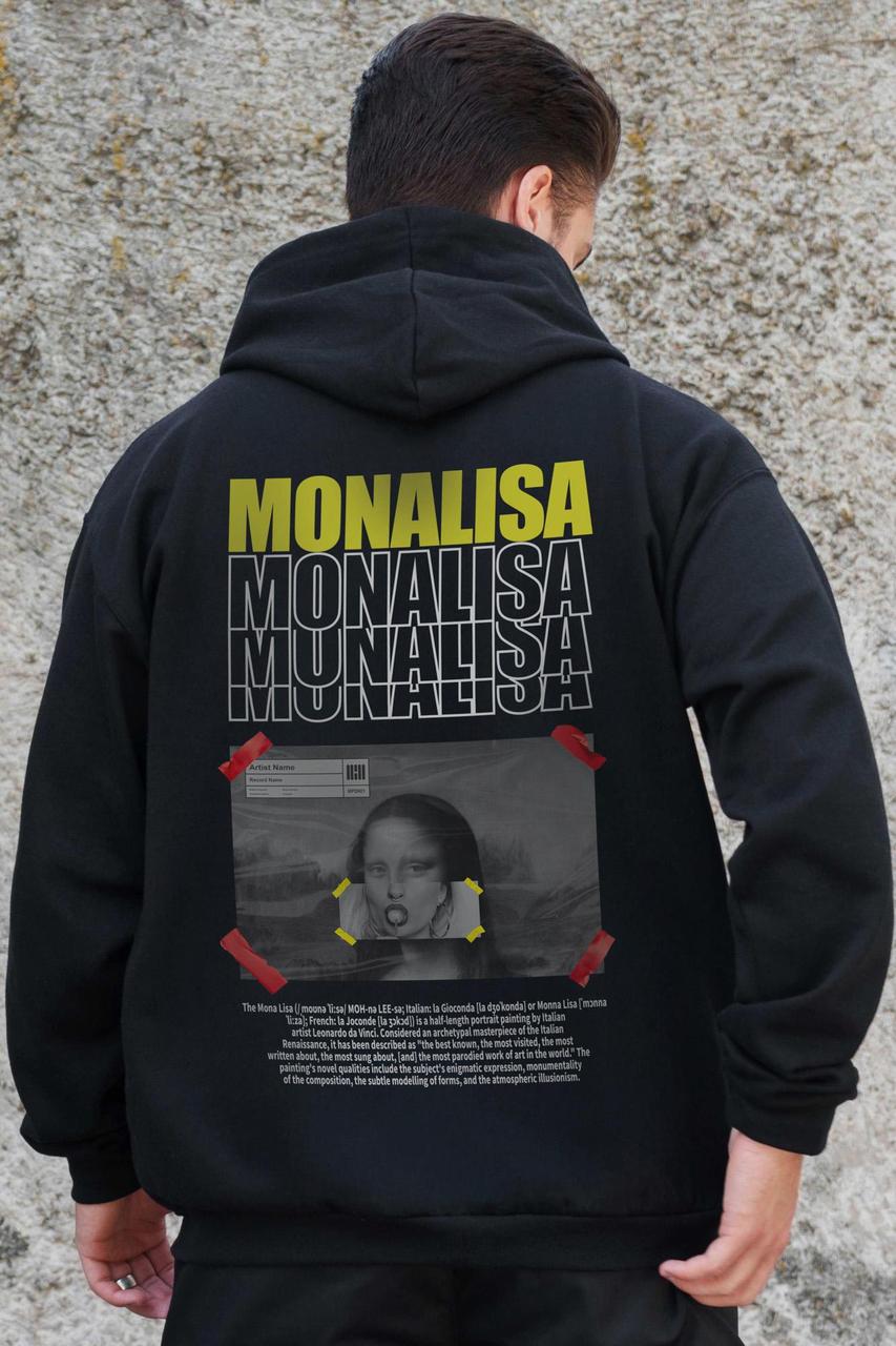 Чоловіче Утеплене Зіп Худі На Флісі Зіпер З Принтом Monalisa Without Kane Black