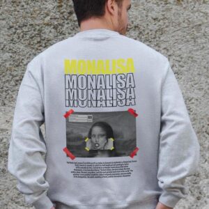 Чоловічий Утеплений Оверсайз Світшот На Флісі З Принтом Without Monalisa Gray