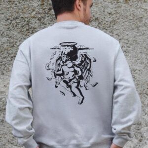 Чоловічий Утеплений Оверсайз Світшот На Флісі З Принтом Without Respirator Gray