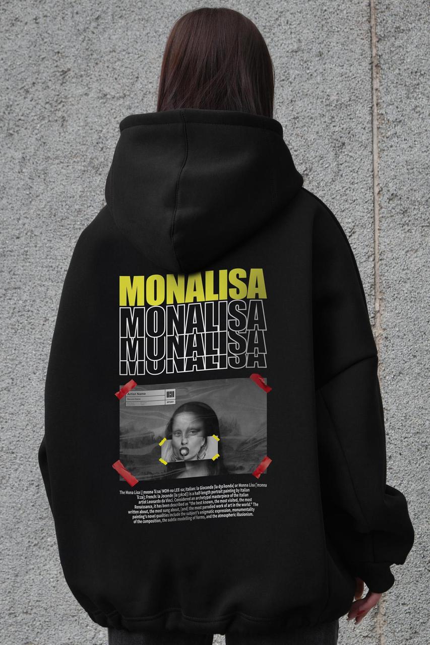 Жіноче Оверсай Худі Толстовка На Флісі З Капюшоном Та Принтом Without Monalisa Black