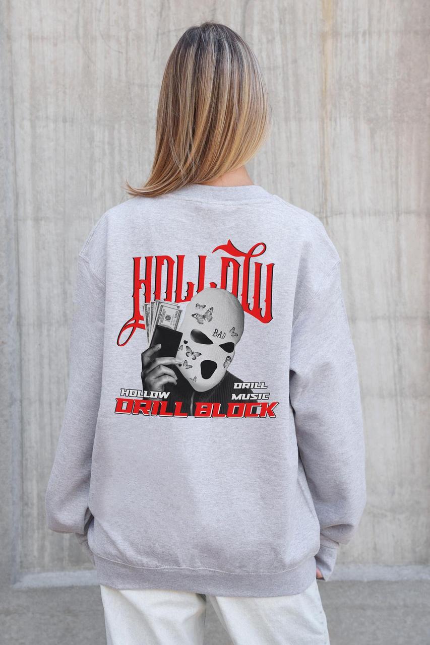 Жіночий Утеплений Оверсайз Світшот На Флісі З Принтом Without Hollow Gray