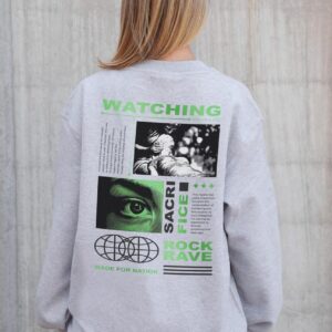 Жіночий Утеплений Оверсайз Світшот На Флісі З Принтом Without Watching Gray