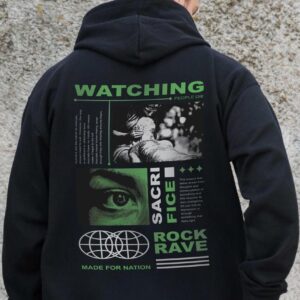 Чоловіче Утеплене Зіп Худі На Флісі Зіпер З Принтом Watching Without Kane Black