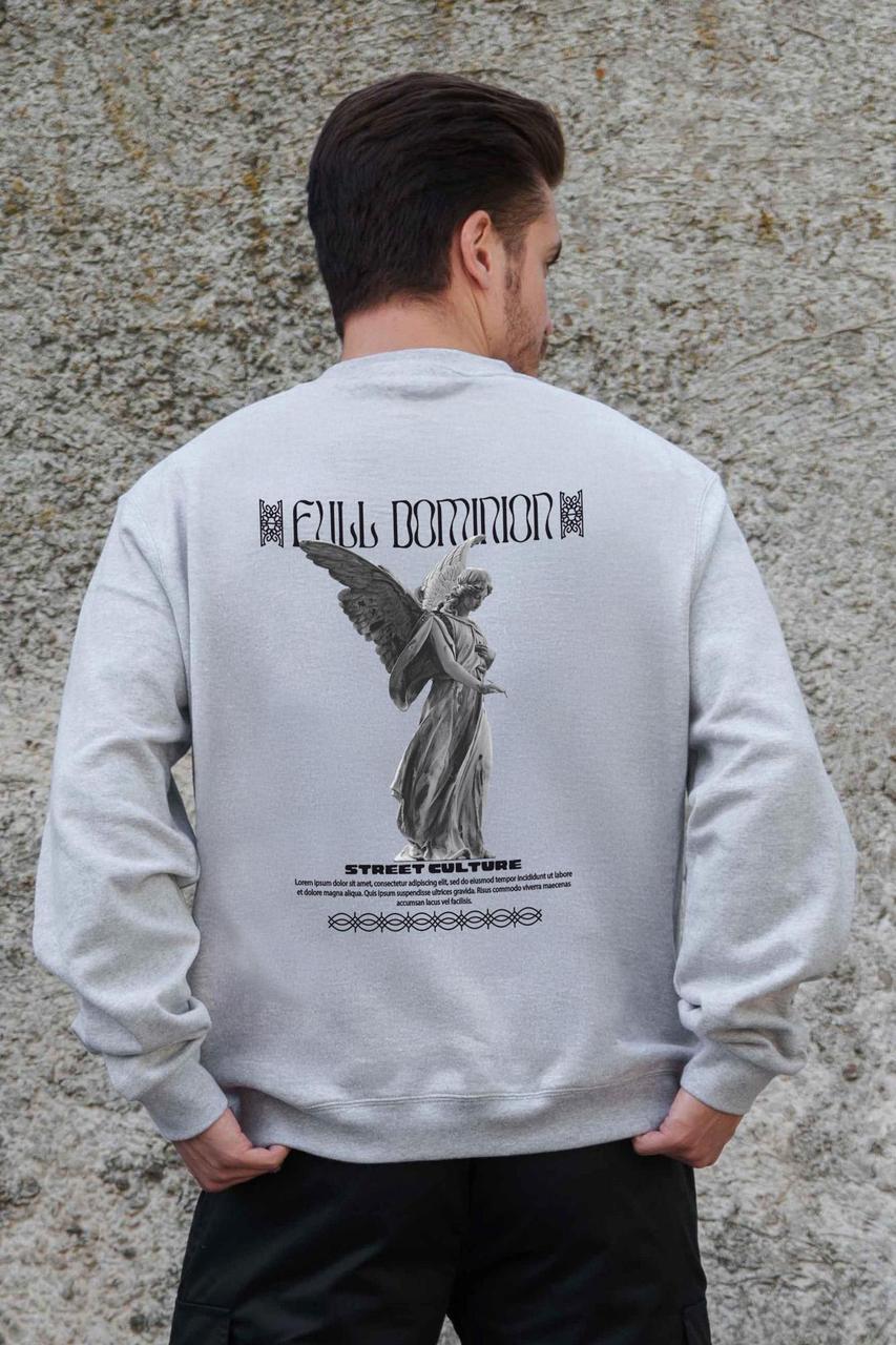 Чоловічий Утеплений Оверсайз Світшот На Флісі З Принтом Without Dominion Gray