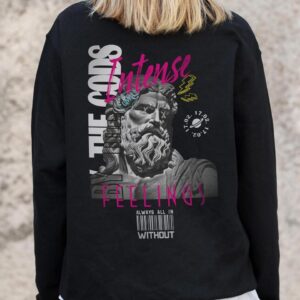 Жіночий Утеплений Оверсайз Світшот На Флісі З Принтом Without Feelings Black