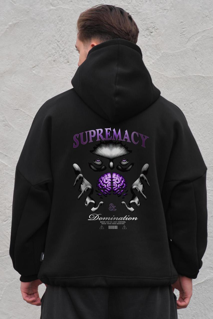 Чоловіче Оверсай Худі Толстовка На Флісі З Капюшоном Та Принтом Without Supermacy Black