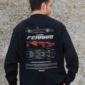 Чоловічий Утеплений Оверсайз Світшот На Флісі З Принтом Without Ferrari Black