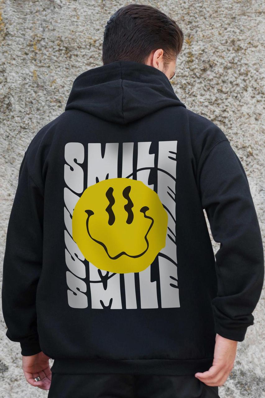 Чоловіче Утеплене Зіп Худі На Флісі Зіпер З Принтом Smile Without Kane Black