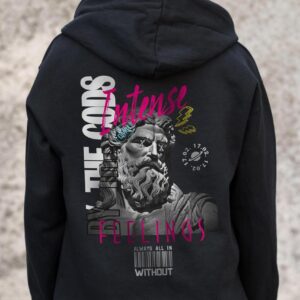 Жіноче Утеплене Зіп Худі На Флісі Зіпер З Принтом Feelings Without Kane Black