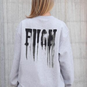 Жіночий Утеплений Оверсайз Світшот На Флісі З Принтом Without Fight Gray