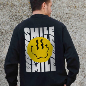 Чоловічий Утеплений Оверсайз Світшот На Флісі З Принтом Without Smile Black