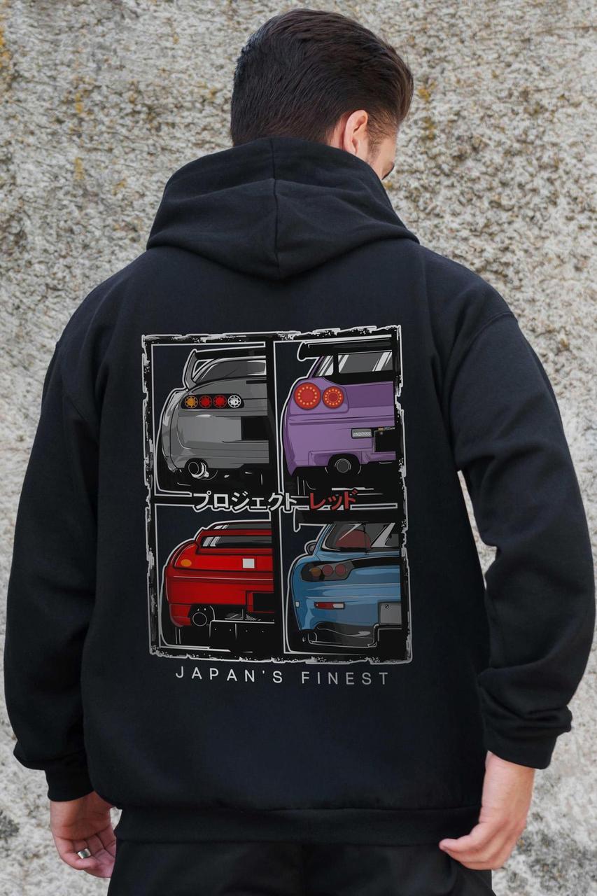 Чоловіче Утеплене Зіп Худі На Флісі Зіпер З Принтом Cars Without Kane Black