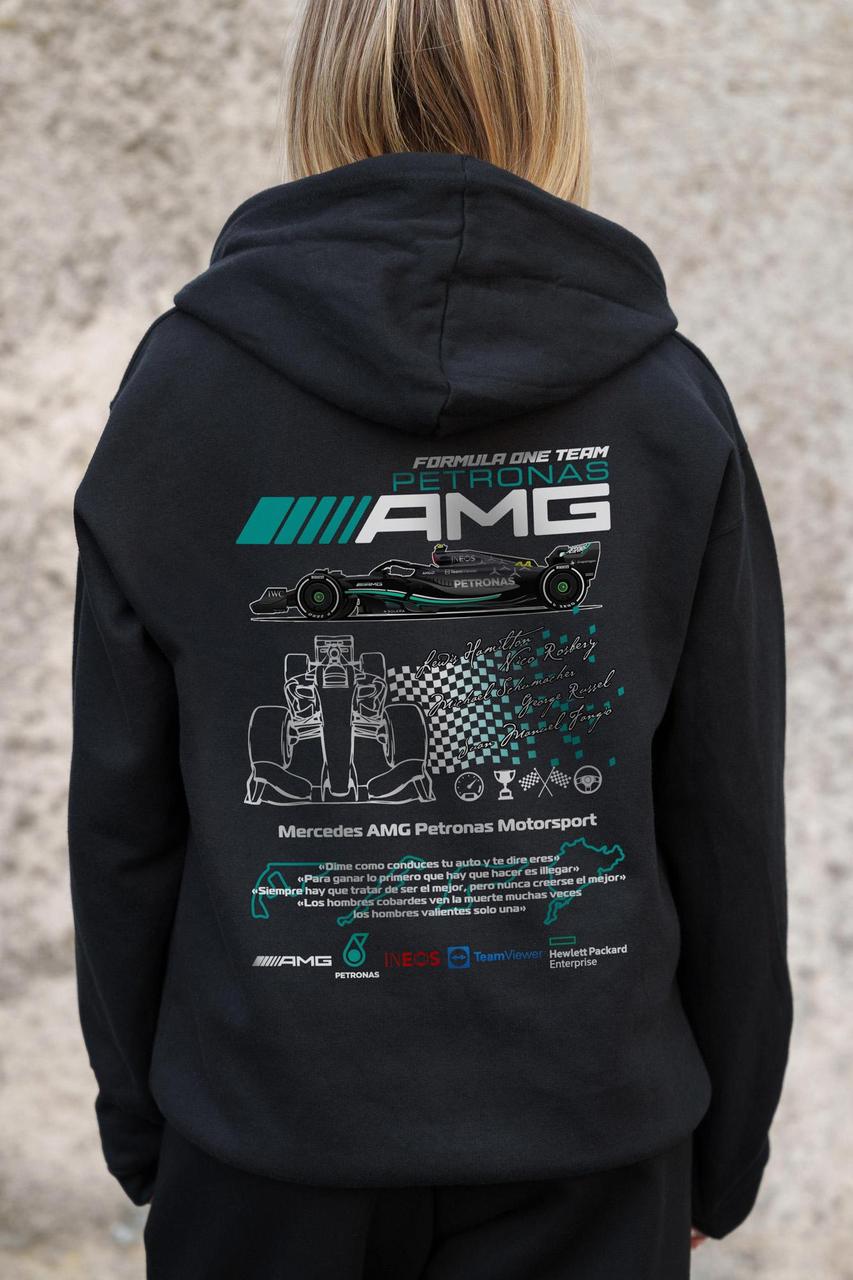 Жіноче Утеплене Зіп Худі На Флісі Зіпер З Принтом AMG Without Kane Black