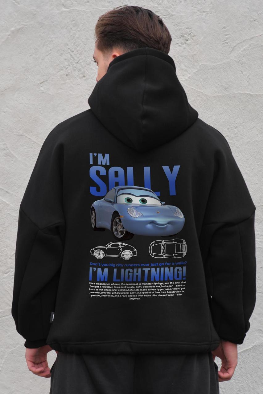 Чоловіче Оверсай Худі Толстовка На Флісі З Капюшоном Та Принтом Without Sally Black