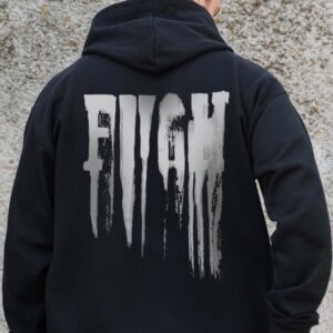 Чоловіче Утеплене Зіп Худі На Флісі Зіпер З Принтом Fight Without Kane Black