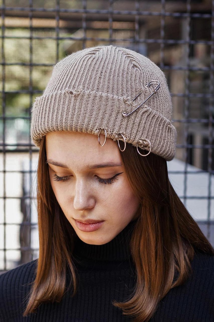 Рвана Шапка Біні Without Destroyed Капучино Woman